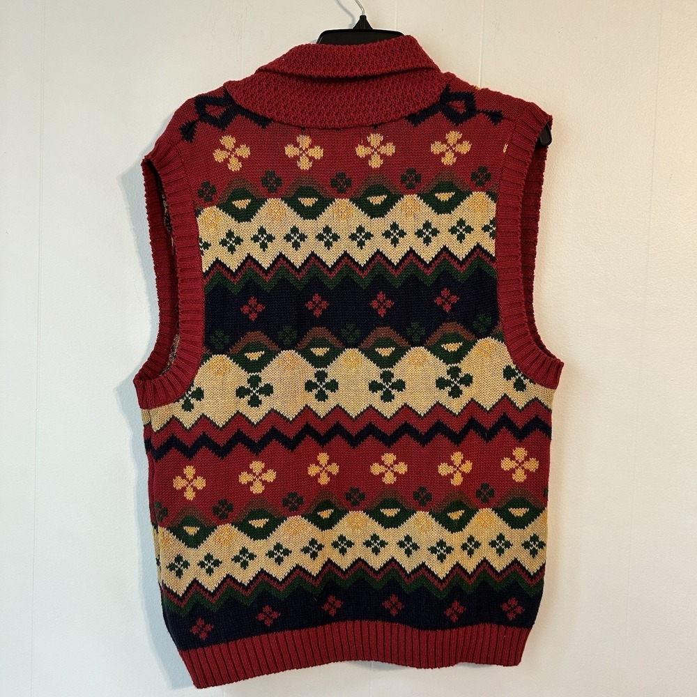 Vintage Women's Large Gina Peter's Sweater Vest. Button Up, Colorful. - Picture 3 of 7